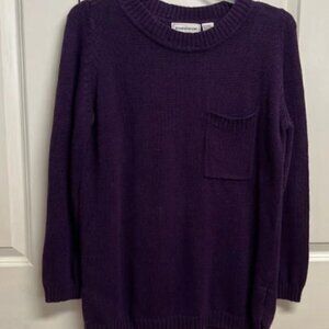 Jennifer Moore Dark Purple Long Sleeve Pocket Cotton Pull Over Sweater Size M